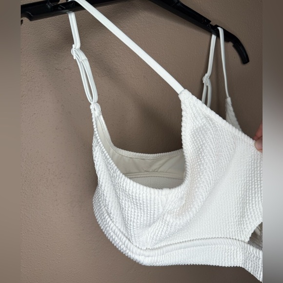 Aerie Crinkle Scoop Cutout Bikini Top White Textured XXL NWT Swim Vacation Boho - Picture 4 of 16